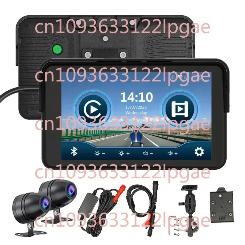 7 Inches Waterproof Motorcycle  CarPlay Navigation with 1080P Dashcam Touchscreen Android Auto Display