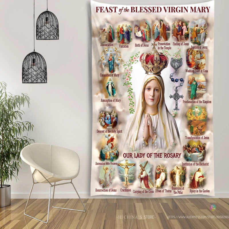 Virgin Mary Christ Jesus Home Decorative Angel Aesthetic Accessory Wall Hanging Christian Church Mural Decoration Room Decor Art