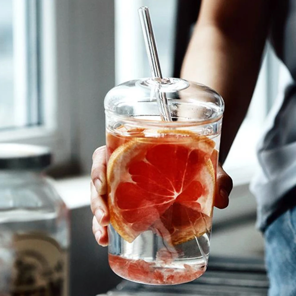 

Transparent Glass Straw Cup 500ml Large Capacity Premium Material Juice Coffee Tea Drinking Cup Household Hotel Use High