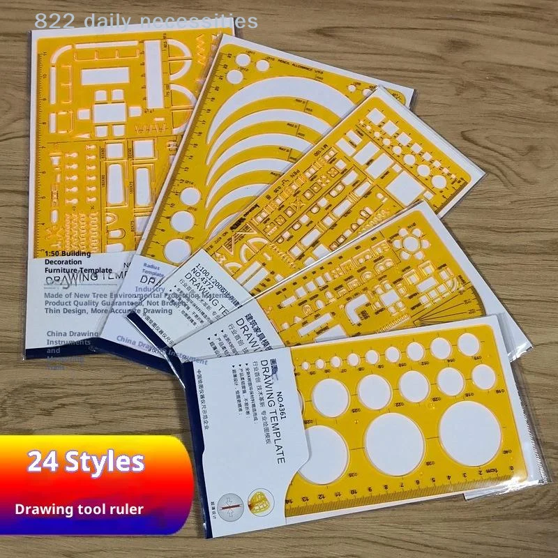 Template Measuring Ruler Circular Oval Ruler Durable K Resin Drawing Design Furniture Architect Template Drafting Ruler