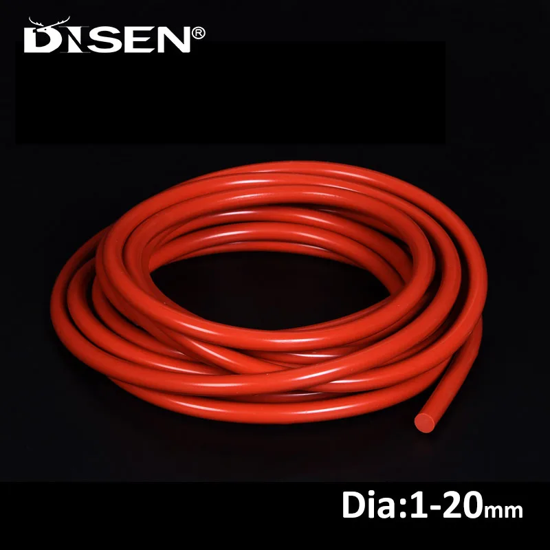 1/2/5M Red Solid Round Silicone Sealing Strip Diameter 1-20mm High Temperature Resistant Seal Strip Non Foam