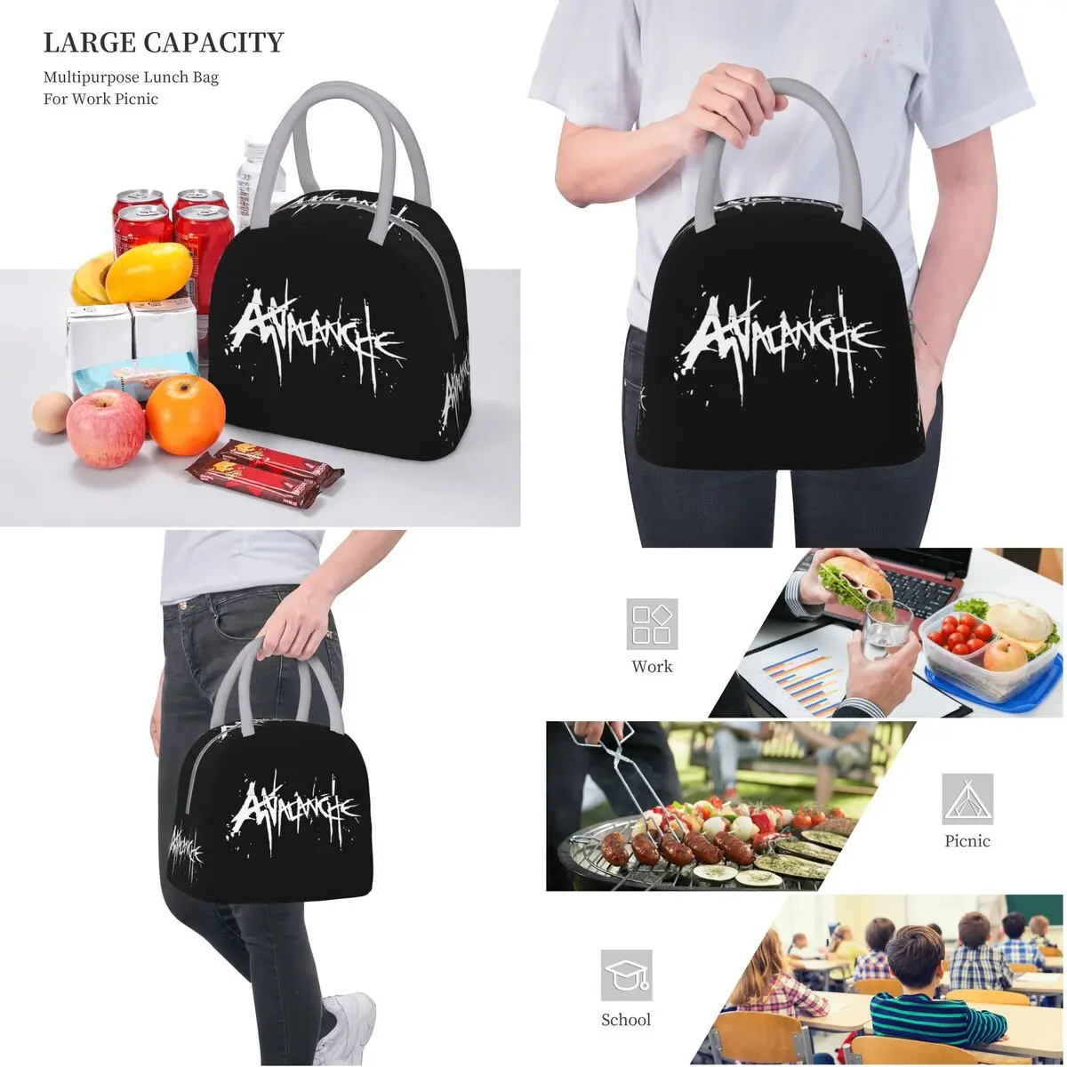 Final Fantasy Remake AVALANCHE Thermal Insulated Lunch Bag for School Portable Food Bag Cooler Thermal Food Box