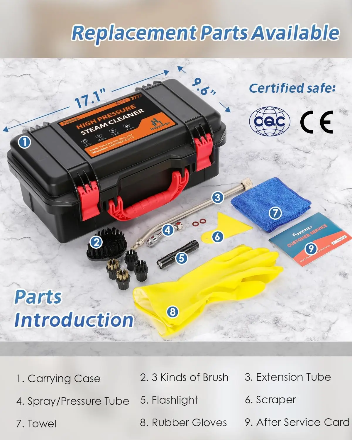 1700W 고압 스팀 청소기 (타일, 자동차, 그라우트용) – 휴대용 가정용 샤워 스티머, 110V