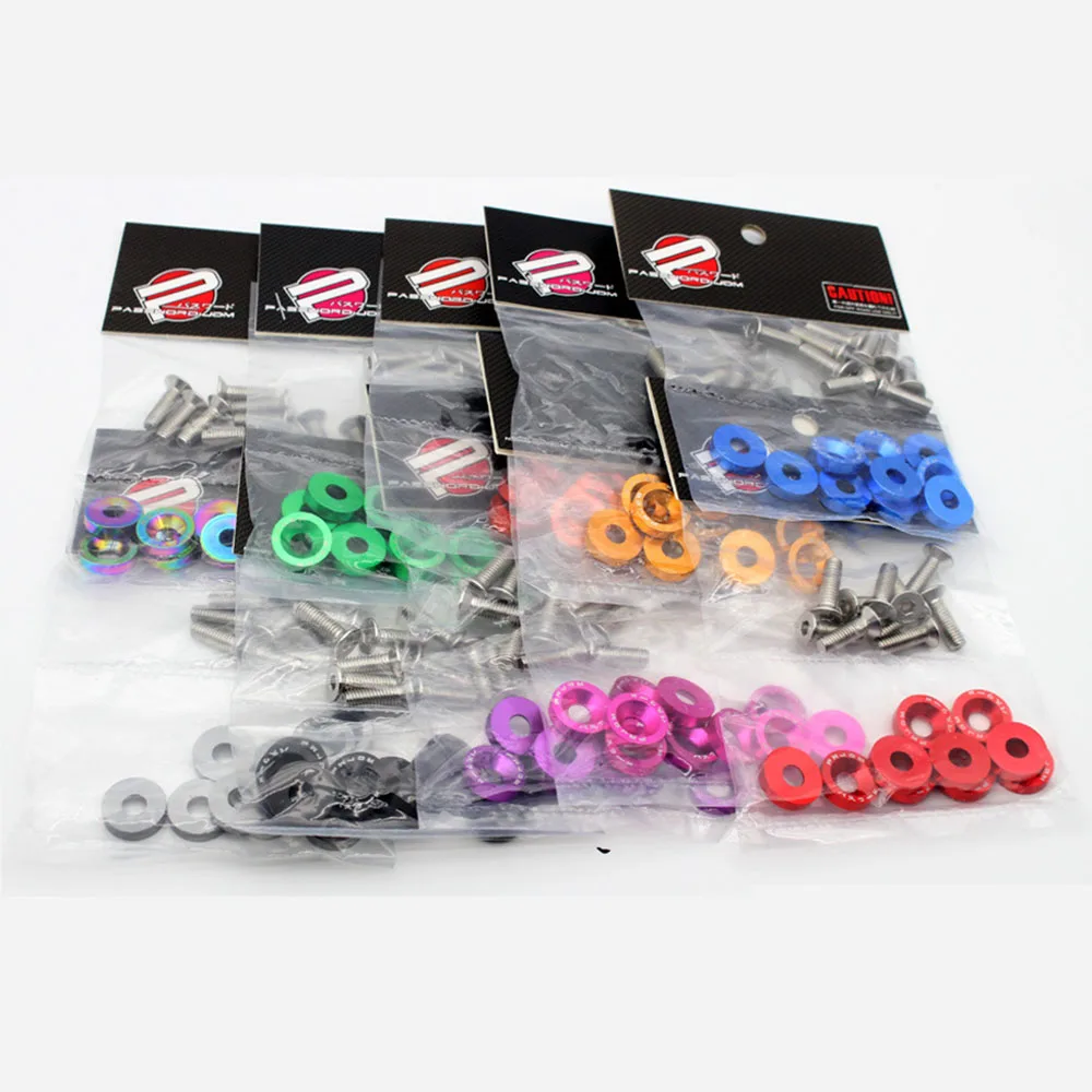 10PCS/Lot Car Aluminum Washer M6 Colourful Anodized Countersunk Head Bolt Washers Gasket JDM Racing for Honda BMW Toyota Nissan