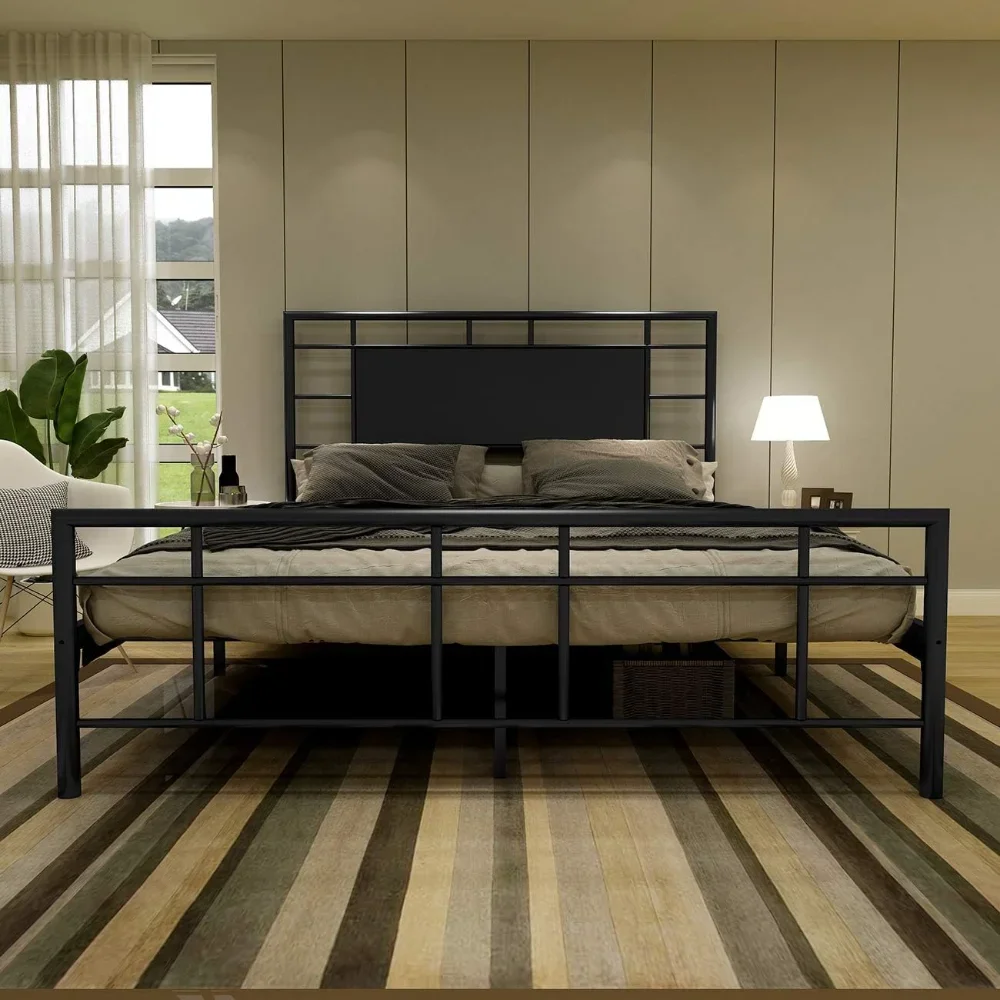 

King Size Metal Platform Bed Frames With Headboard And Footboard With Storage No Box Spring Needed Easy Assembly Black