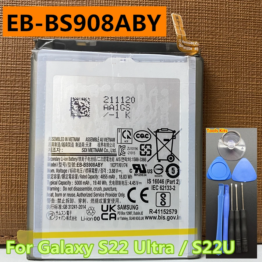 

5000mAh EB-BS908ABY New High Quality Replacement Battery For Samsung Galaxy S22 Ultra S22Ultra SM-S908 SM-S9080 Mobile Phone