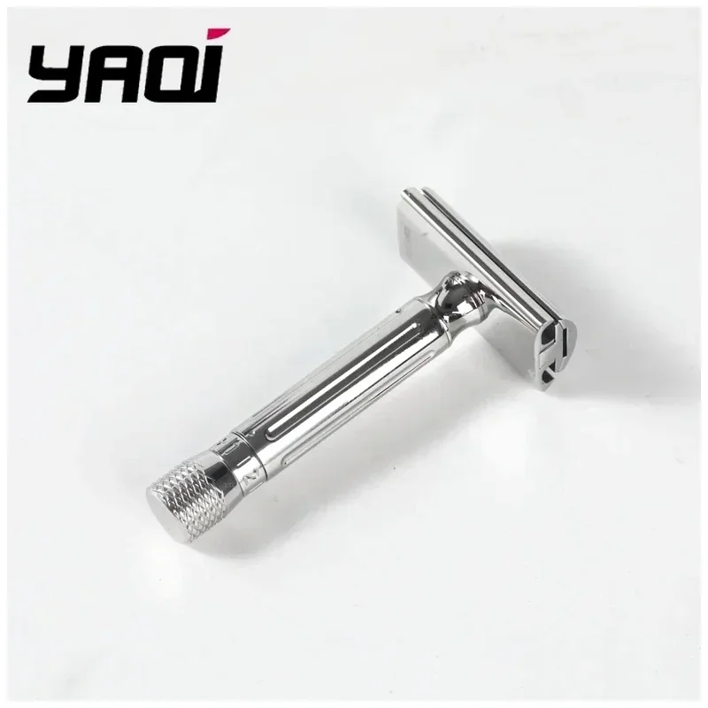 YAQI Double Edge Safety Razor Chrome Metal Manual Shaver Classic Wet Shaving Razor for Men Close Shave Gift
