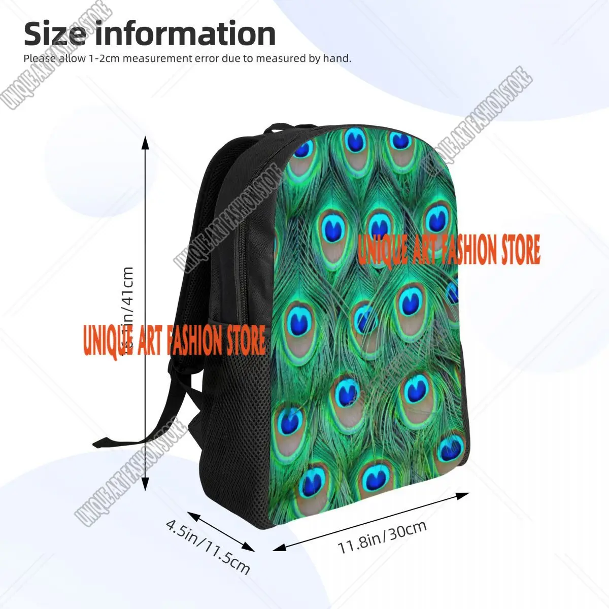 Zaini pavone per donna uomo impermeabile scuola college piuma animale borsa carina e bella stampa bookbag