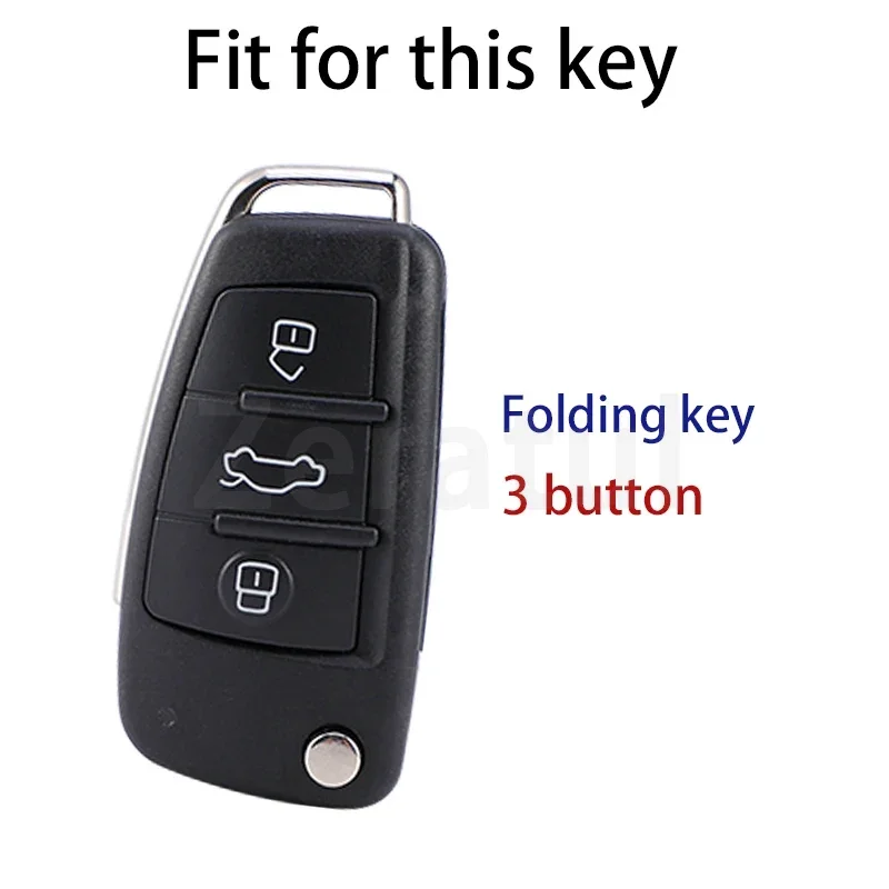 3 Buttons TPU Leather Car Folding Key Cover Case Fob Shell for Audi A3 8L 8P A4 B6 B7 B8 A6 C5 C6 4F RS3 Q3 Q7 TT 8L 8V S3