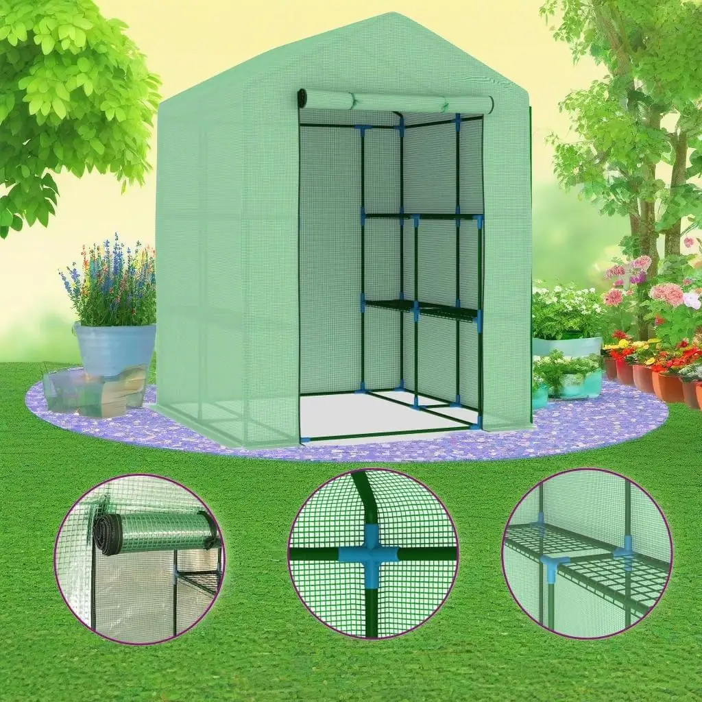 Compact Greenhouse with Shelves - Durable Steel Frame 56.3x56.3x76.8cm for Plants & Herbs