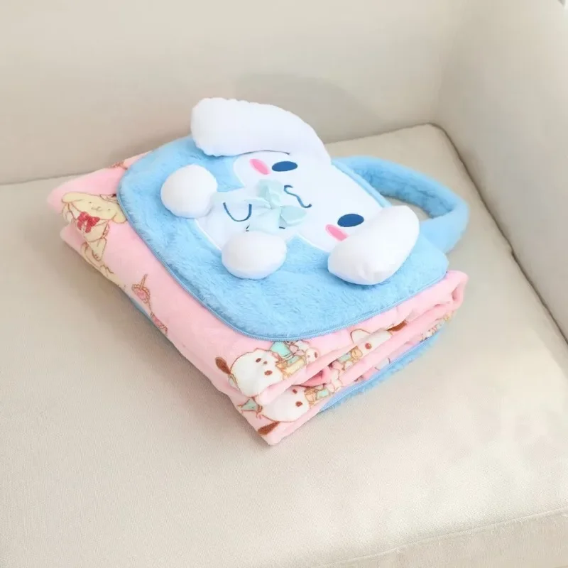 

Cinnamoroll Anime Kawaii Sanrio Ins Coral Blanket Cute Kuromi Pochacco Cartoon Thickened Car Nap Blanket Cover Gifts for Girls