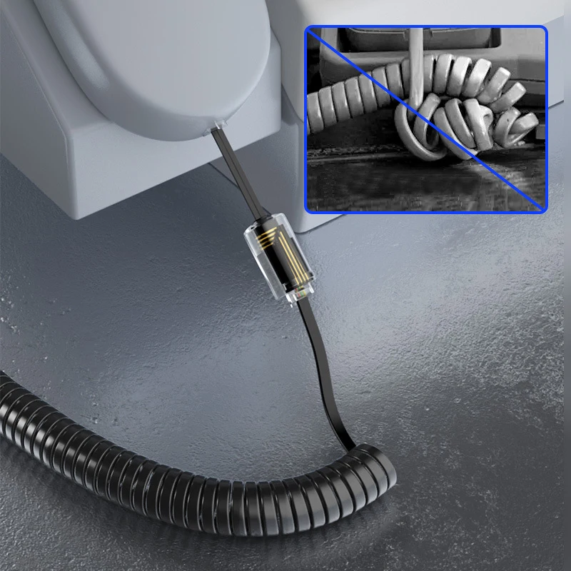 RJ9 4P4C Anti Wicklung Kabel Adapter Telefon Hörer Dreh Kopf Linie Festnetz Telefon Konvertieren Kabel Splitter Draht Organisieren Werkzeug – Detail 7