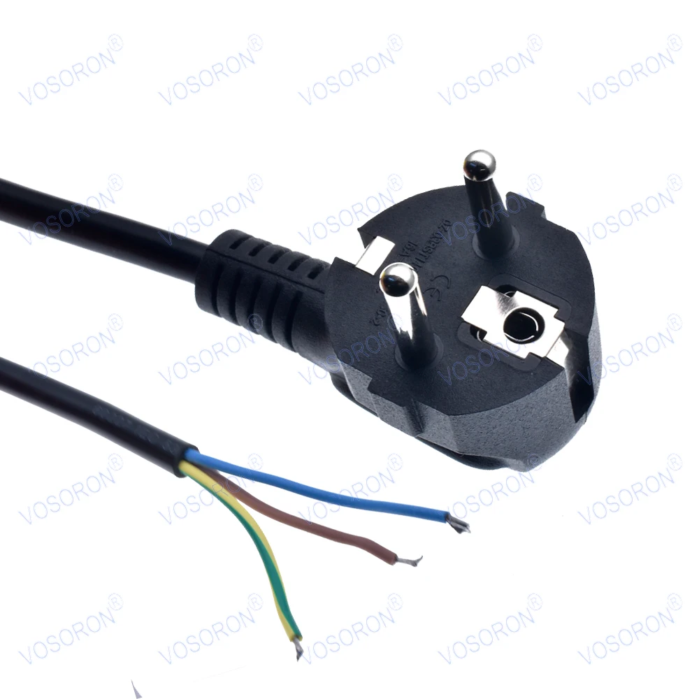 1.5M EU Plug Power Cable 16A European Standard Bare Tail Semi-finished Cord 3Pin 0.75 Square Copper Power Wire