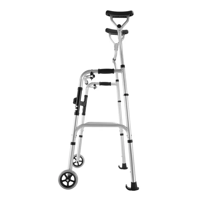 Foldable Double Arm Walking Aid For Elderly Disabled People Walking Rehabilitation Station Frame Fitness Equipment For Disabled