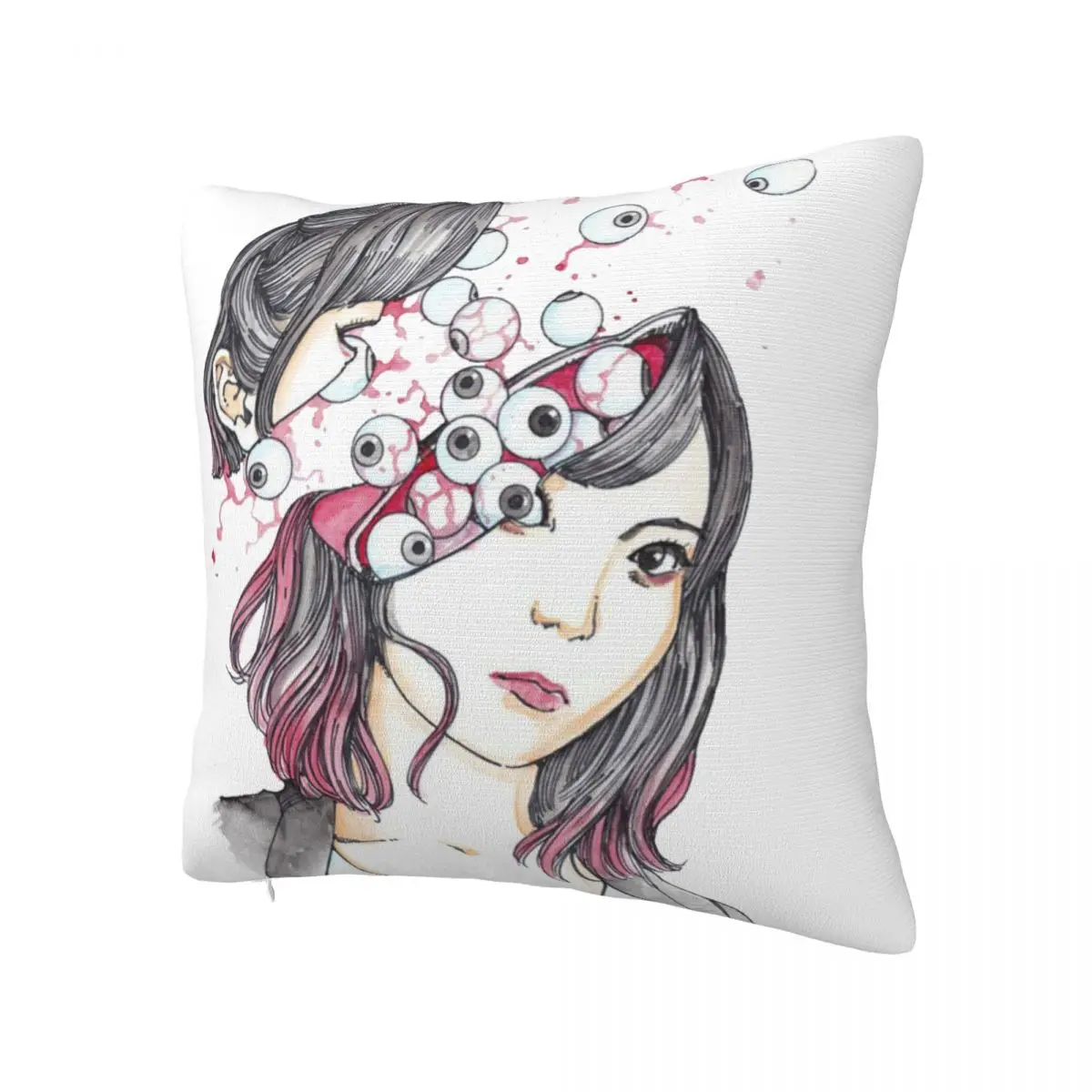 Eyeballs Spooky Pillowcase Printed Polyester Cushion Cover Decorations Junji Ito Throw Pillow Case Cover Home Square 18''