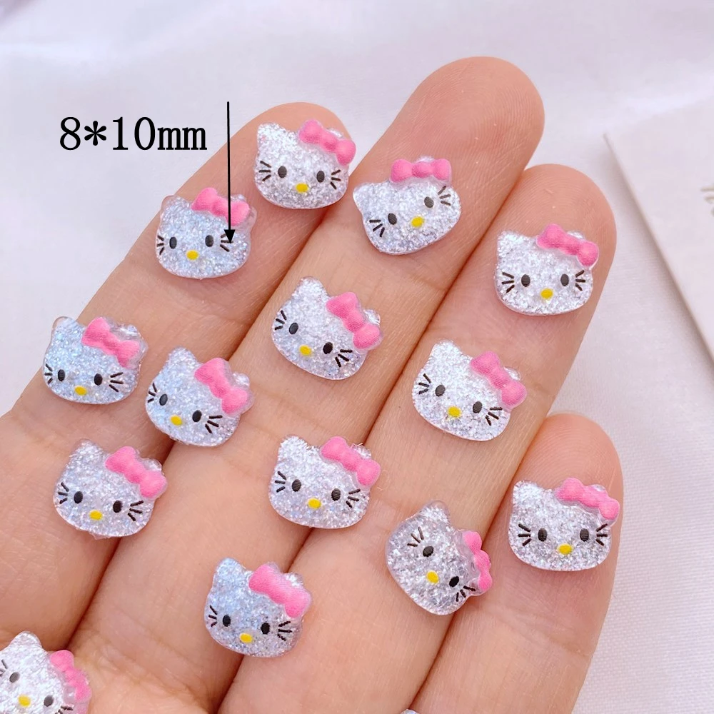 50 pieces of resin shiny mini cartoon cat head nail art flat head rhinestone decal DIY scrapbook Fig craft