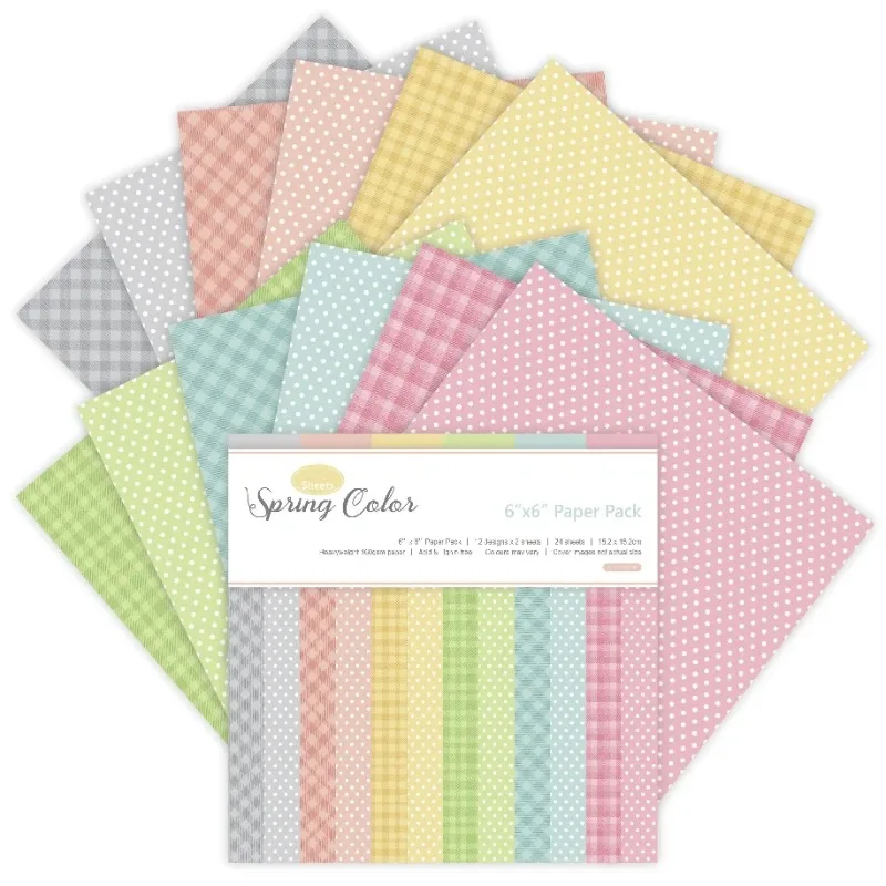 12 Sheets Spring Colors Craft Paper Pads Cutting Dies Art Background Origami Scrapbooking Card Making