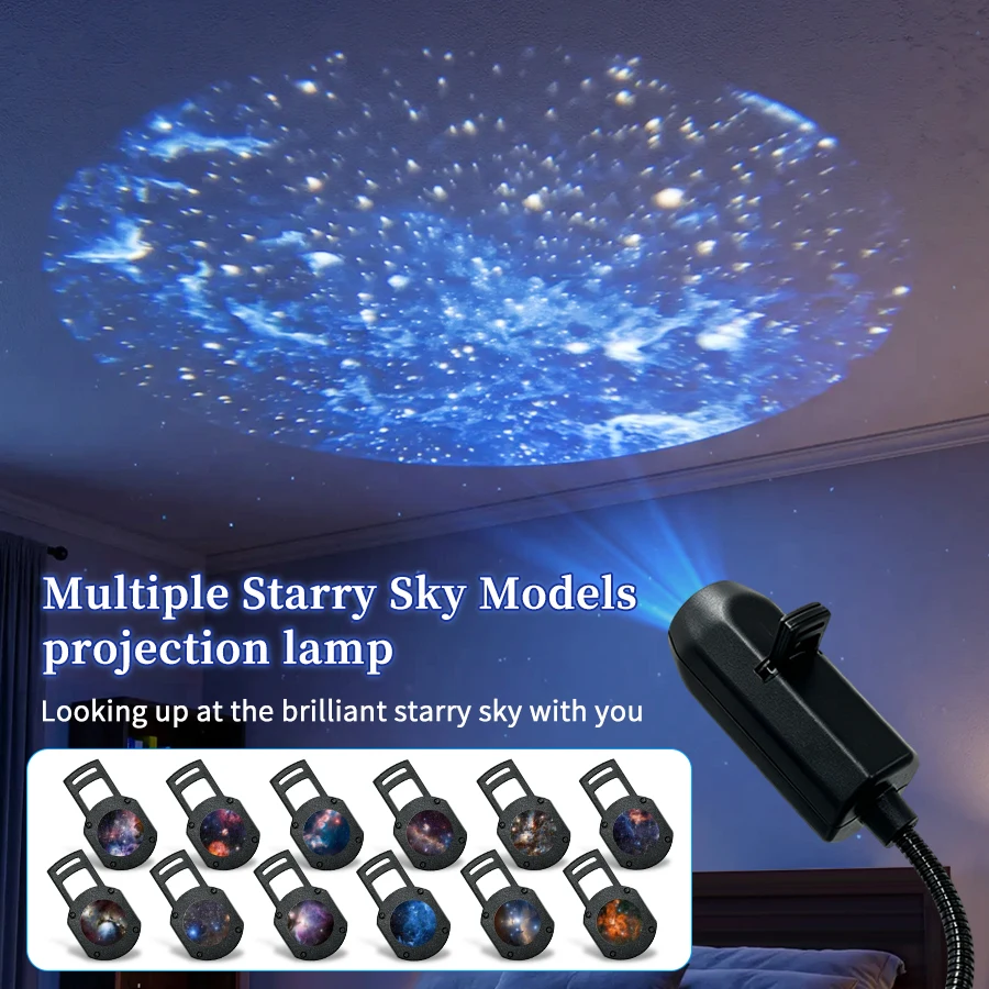 Galaxy Star Projector USB Planet Slides 360 Adjustable Gooseneck Night Light Car Bedroom Ceiling Astronaut Decoration Home Decor view 3