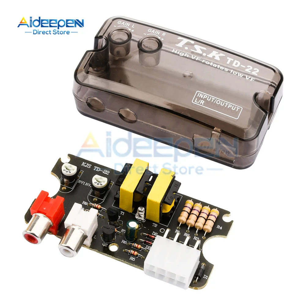 TD-22 12V Auto Auto Audio Convertitore RCA Stereo Alta a Bassa Frequenza Regolabile Linea di Livello Altoparlante Adattatore ACC