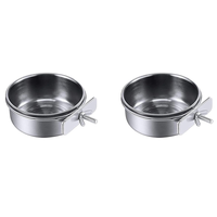 6 Pieces Stainless Steel Bird Feeding Dish Cups Parrot Feeder With Clamp Holder & Bird Spoon-AC17