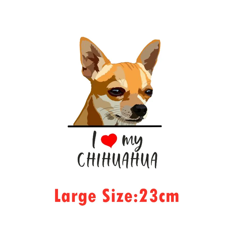 Kawaii Dog I Love My Chihuahua Patches On Clothes Cartoon Stickers Applique Iron on Heat Transfer For Clothing Wholesale