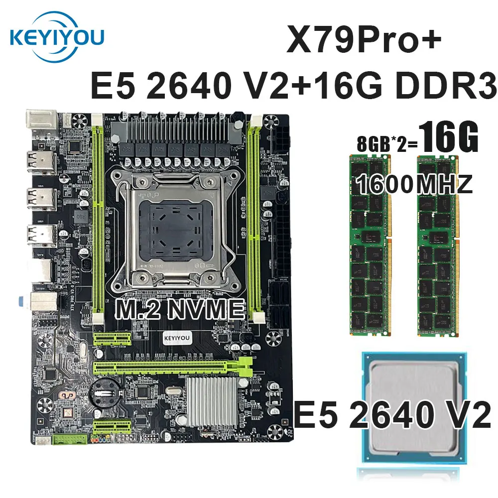 

KEYIYOU X79 pro Motherboard Set with Xeon E5-2640 V2 CPU LGA2011 combos 2*8GB = 16GB 1600Mhz Memory DDR3 RAM X79