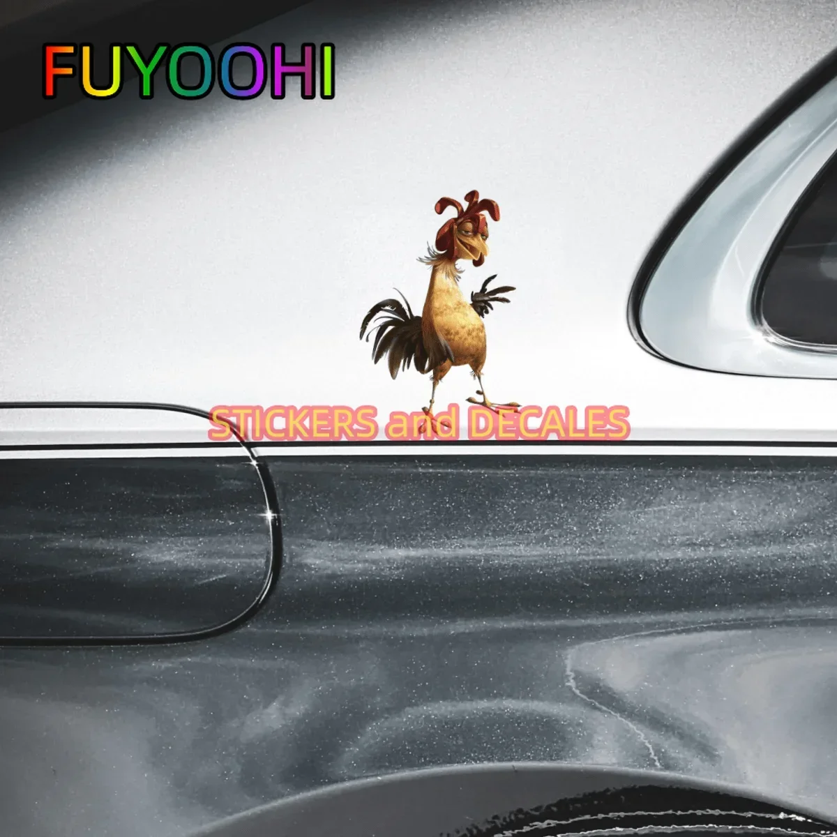 FUYOOHI Play Stickers الديك مضحك التوضيح صائق الإبداعية مضحك الفينيل ملصق لمصد نافذة السيارة الباب