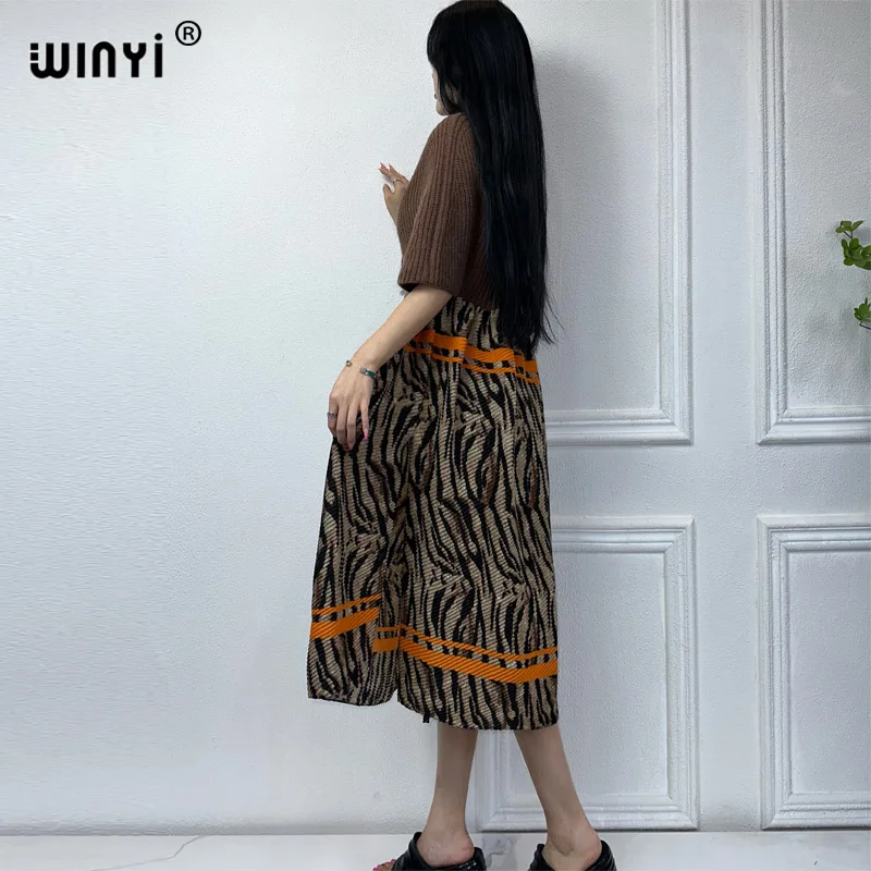 Winyi Luipaard Print Comfort Warm Mode Kaftan Winterjurk Elegante Afrika Vrouwen Boho Feest Winter Kleding Voor Vrouwen Kaftan