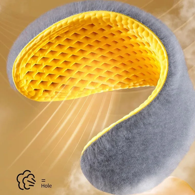 Winter Plush Cushion Insoles Soft Self-Heating Velvet Shoes Inserts Warm Thicken Shock-absorbent Breathable Shoe Sole for Unisex