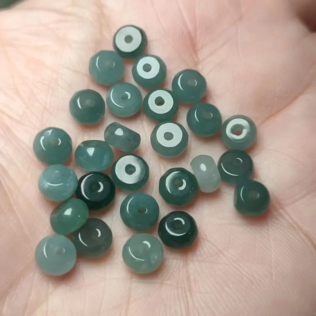 10pcs 5.5mm Myanmar Jadeite Blue Water Jade Abacus Beads for Jewelry Making Diy String Bracelet Beaded Necklace Accessories