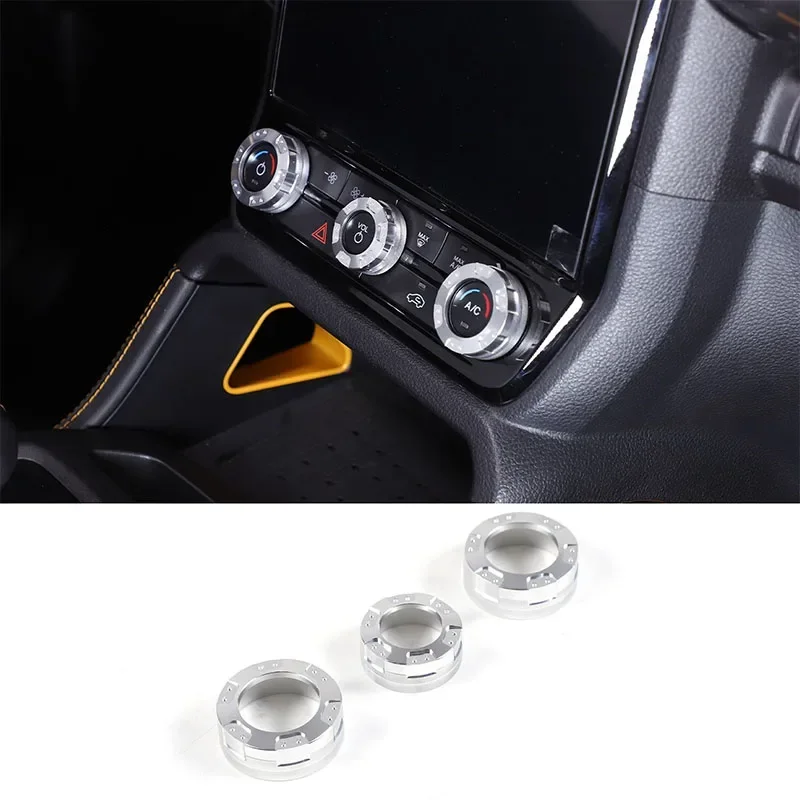 

For Ford Ranger T9 23-24 Aluminum Alloy Silver Car Central Control Air Conditioning Volume Knob Ring Cover Interior Accessories