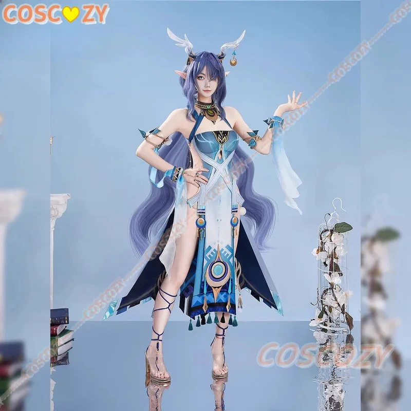 

2025 11, костюм для косплея Genshin Impact Lauma, парик, платье, униформа, головные уборы, серьги, наряд для вечеринки на Хэллоуин для женщин