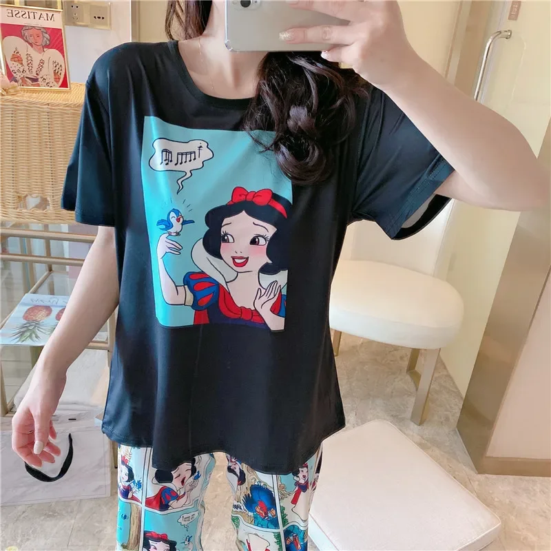 Disney New Mickey Mouse Pajamas Silk Women\'s Casual and Lightweight Comfortable Breathable Please Cool Suit Cute Home Pajamas