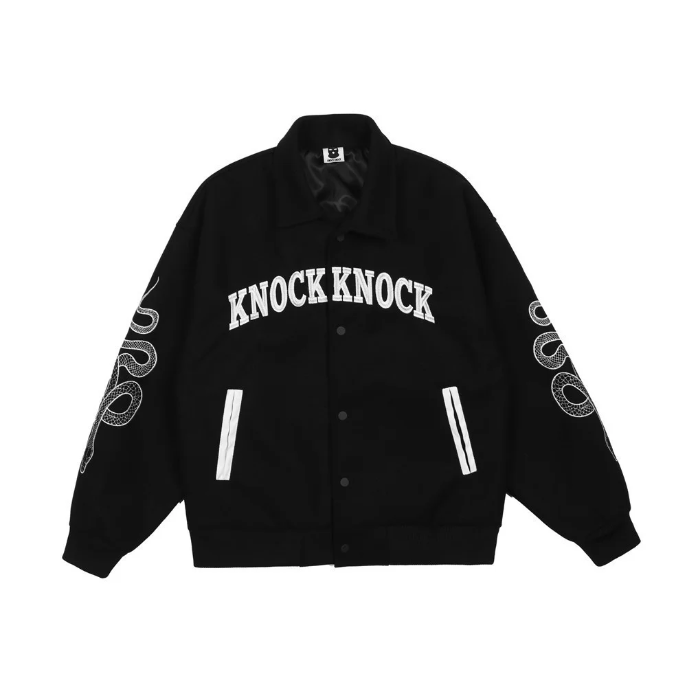 Streetwear Baseball Jacket Mens Vintage Snake Letter Embroidery Bomber Hip Hop Harajuku Style Varsity s