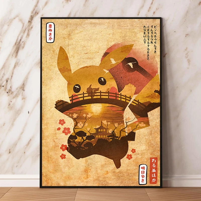 Canvas Posters Pokemon Eevee Gifts Cartoon Character Picture Hanging Living Room HD Print Art Prints Comics Pictures Decorative