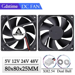 Gdstime-ventilador de refrigeración DC 5V, 12V, 24V, 48V, 80x80x25mm, para ordenador, 8025, 80MM, carcasa de PC, CPU, sin escobillas, Axial