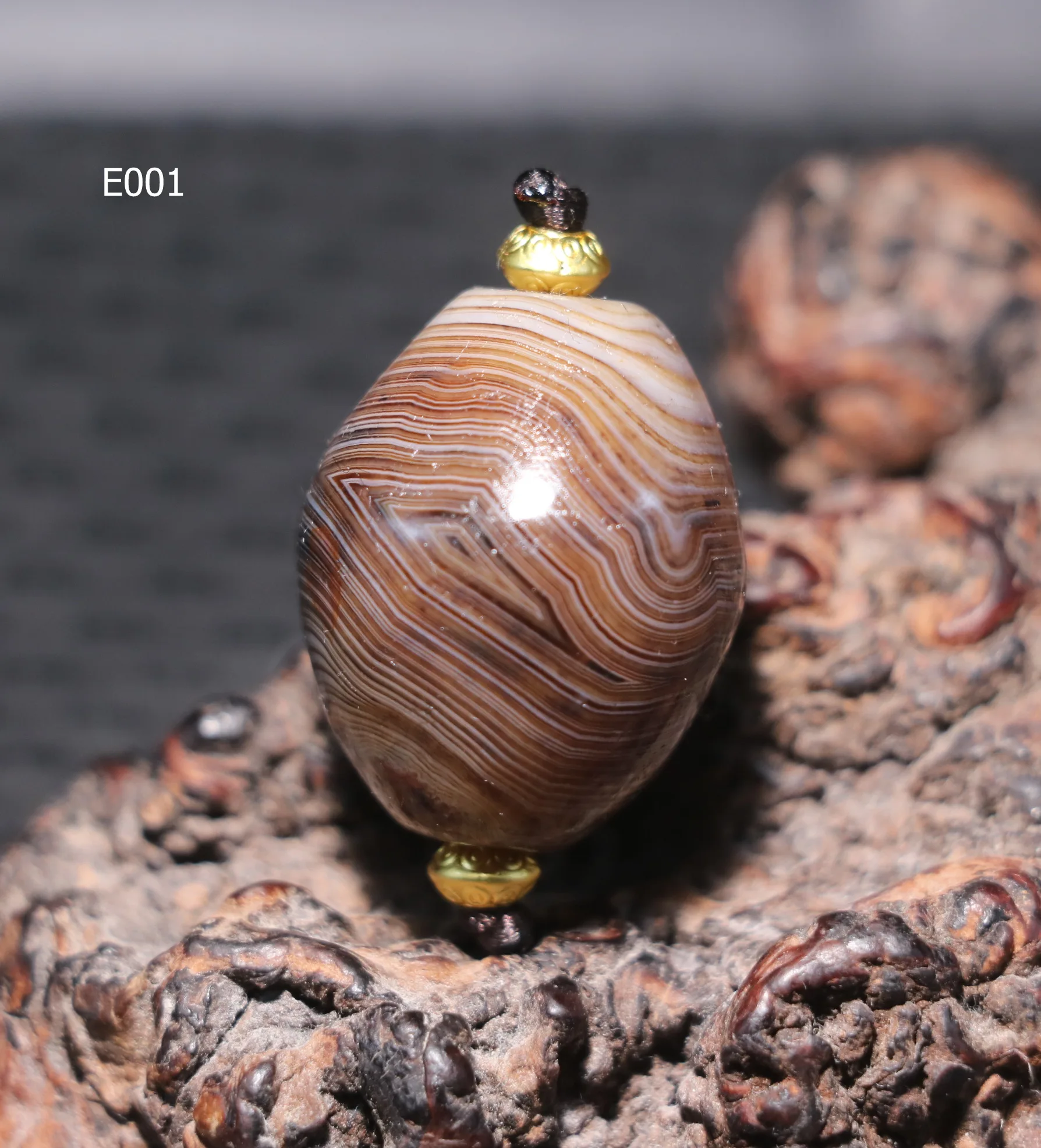 Magic Power Energy Tibetan Old Agate Full Natural Silkworm Lines Olive Shape dZi Bead Amulet  UPD241214 Timestown Sauces