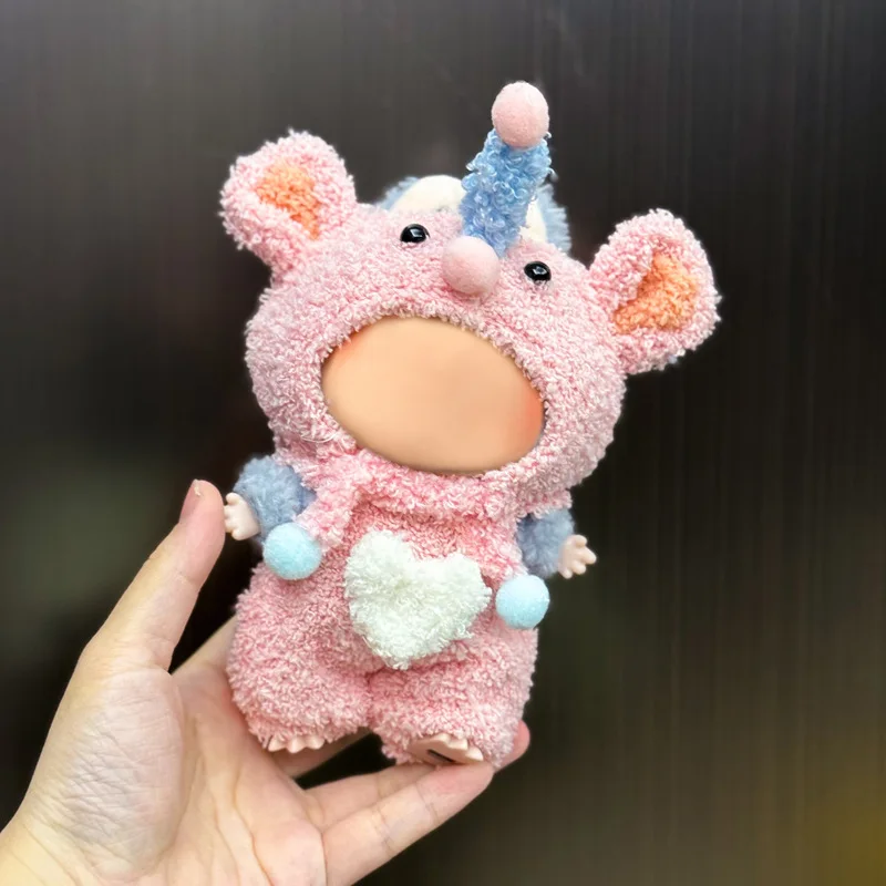 Mais novas roupas de bonecas para 17cm labubu v2 v1 terno engraçado pano de inverno acessórios de presente de natal (sem boneca, sem sapatos)