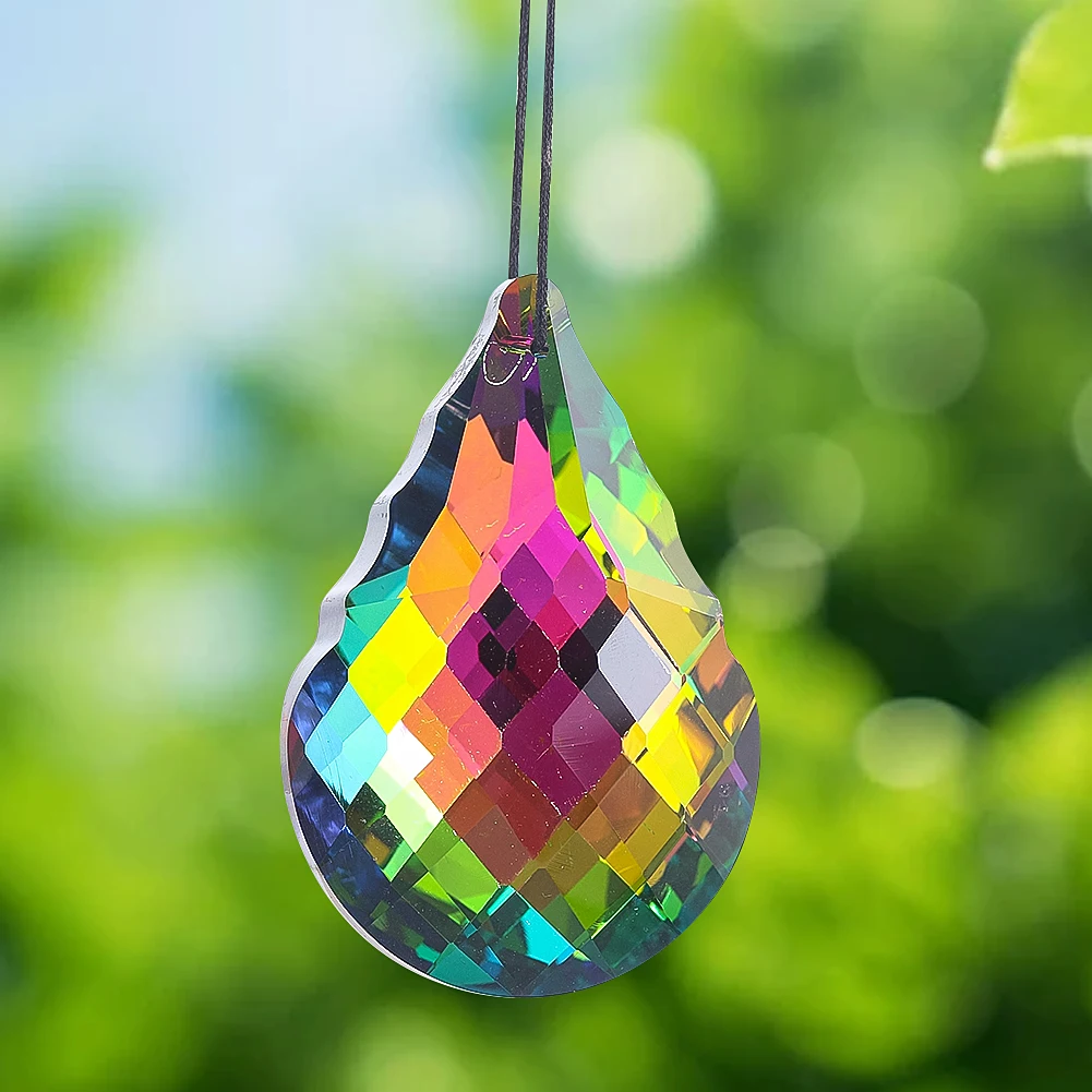 

75mm Sparkling Crystal Feng Shui Pendant Captivating Sun Catcher Glass Prism with Dazzling Rainbow Effects Home Hanging Decor