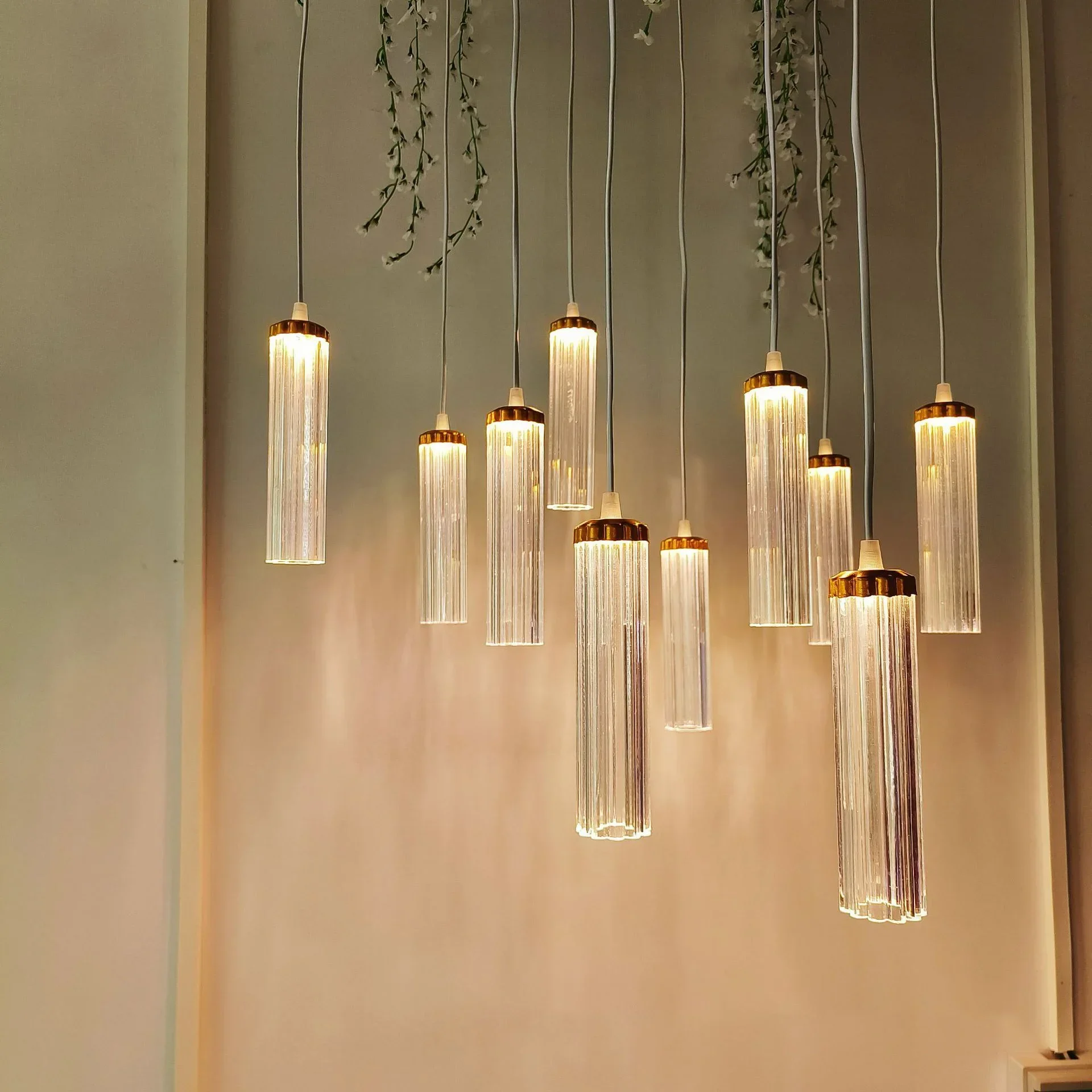 

Plum tube pandant lamps acrylic luminous ceiling decoration banquet performance chandelier lighting