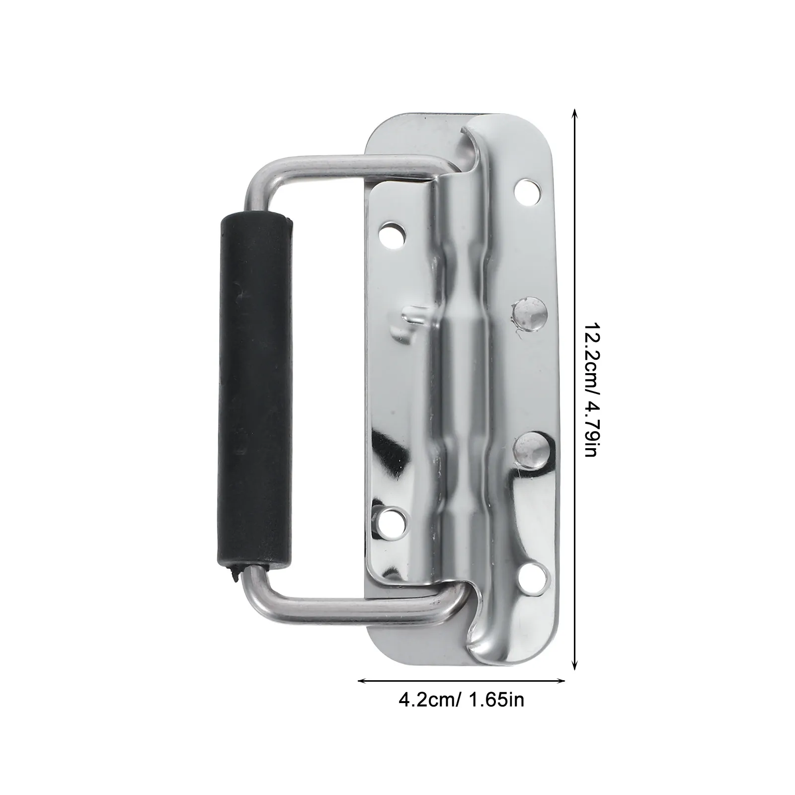 2Pcs Spring Loaded Folding Handle Durable Stainless Steel Non Slip Rubber Grip Heavy Duty Toolbox Chest Case Pull Handle