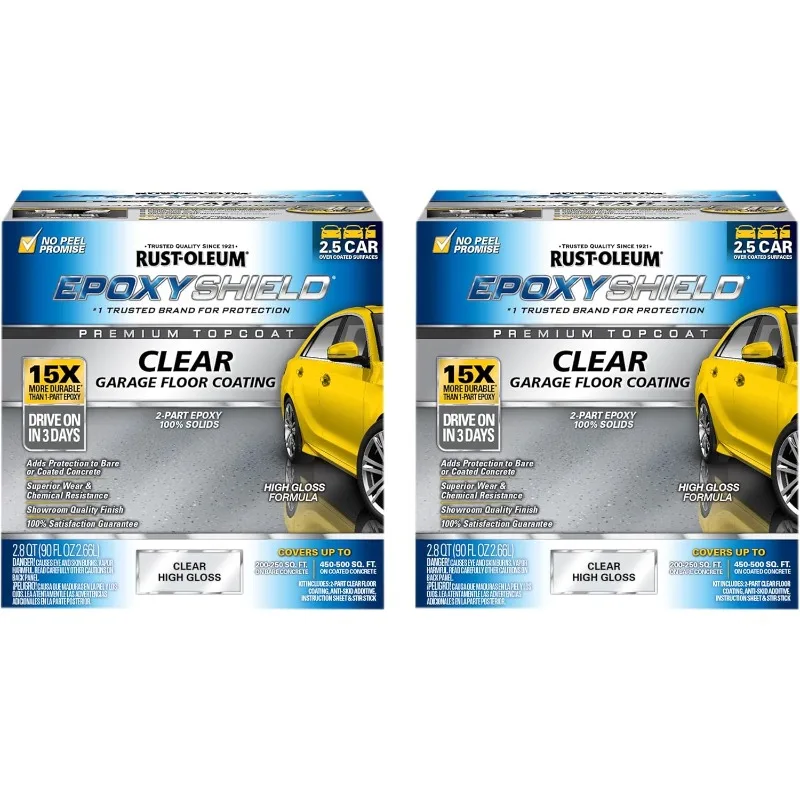 292514-2PK EpoxyShield Premium Clear Floor Coating Kit, 2.5 Car, Gloss Clear, 2 Pack US(Origin)