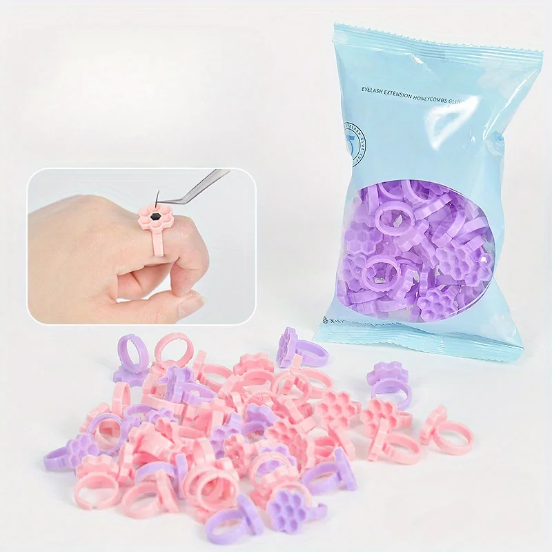 50 pièces/paquet Nouvelles extensions de cils, coupelles de colle spéciales en nid d'abeille, disponibles en version positive et négative, coupelles de colle à retardement, pour mariage féminin