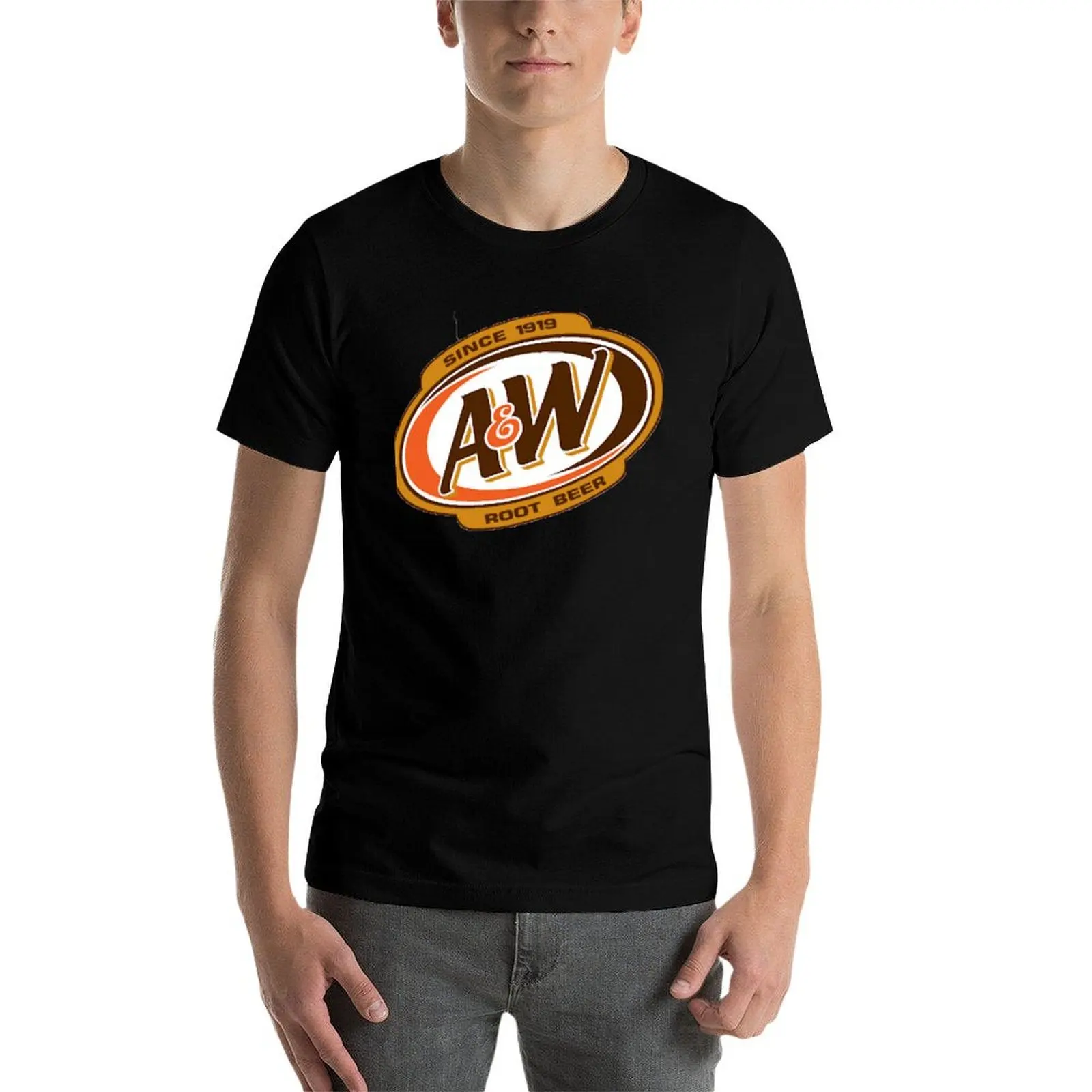 Camiseta A & W Root Beer Logo desde 1919, camisetas de algodón para hombre, camisetas 100% para hombre, camisetas informales de anime, camiseta de gran tamaño
