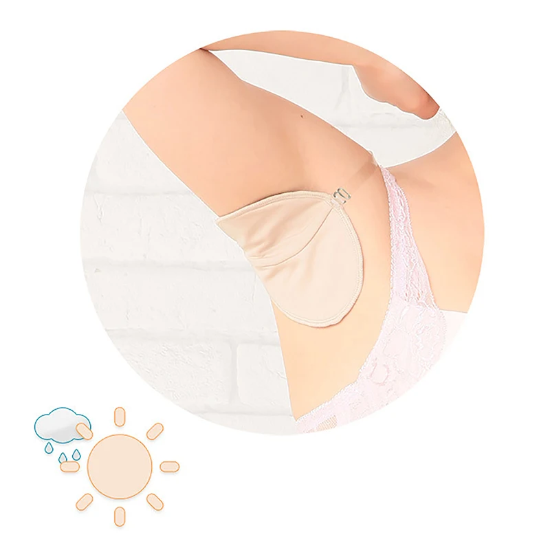 1 Pair Armpit Sweat Absorbing Reusable Washable Underarm Sweat Shield Pad Guards IightShoulder Strap Skin Color Invisible