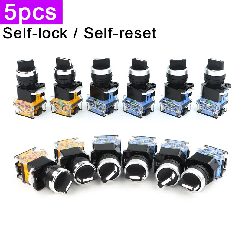 

5 шт. LA38-20X/31 селекторный переключатель, 2 положения, 3 положения, самосброс, самоблокировка, 10A LA38-20X LA38, переключатель выбора передач 1НО 1НЗ