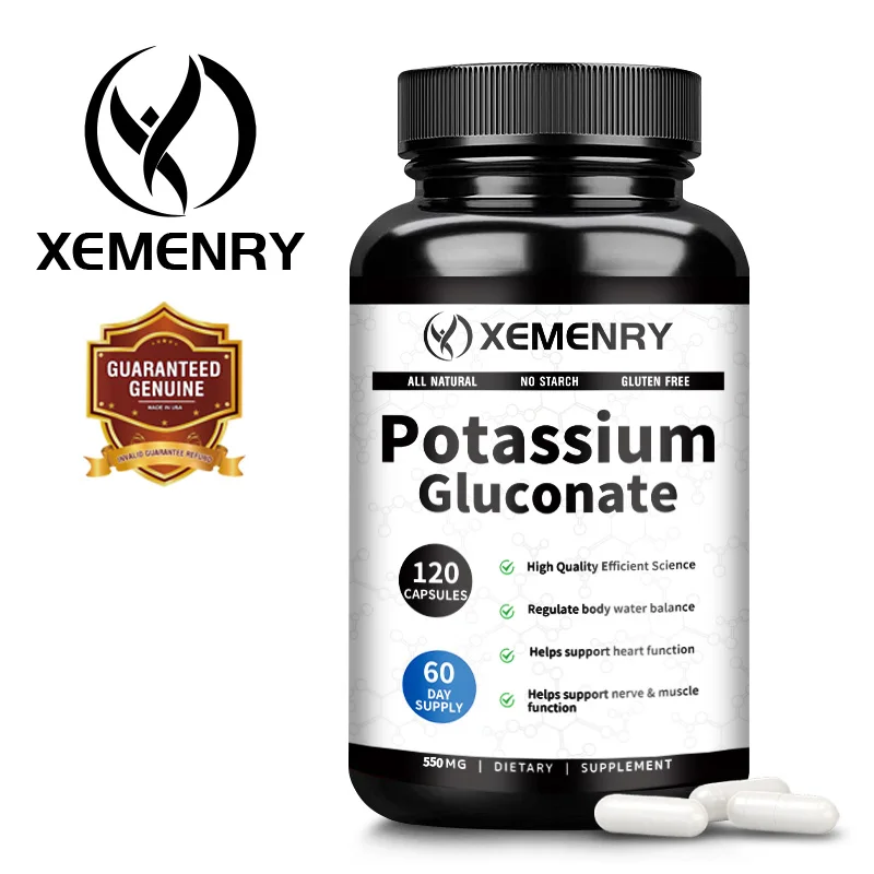 Potassium Gluconate Capsules - Supports Bone Muscle Health Sleep Quality Skin Health