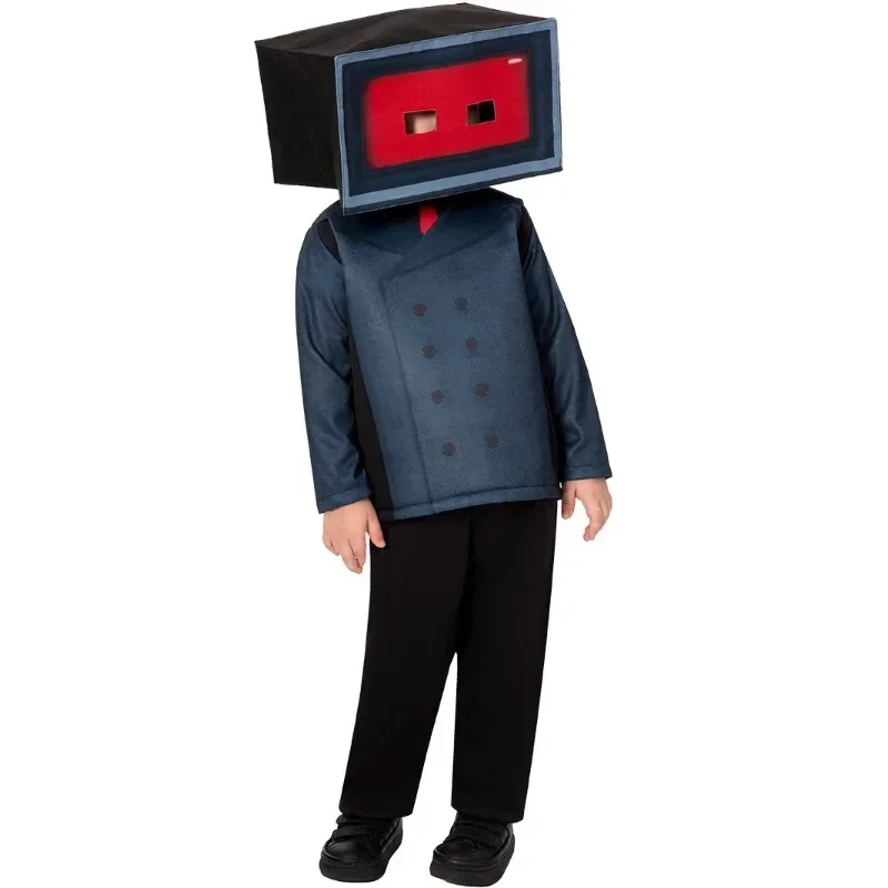 Kids Skibidi Toilet Cosplay Costume Game TV Man Outfit for Children with 3D TV Mask Girls Boys Fancy Dress Party Costumes