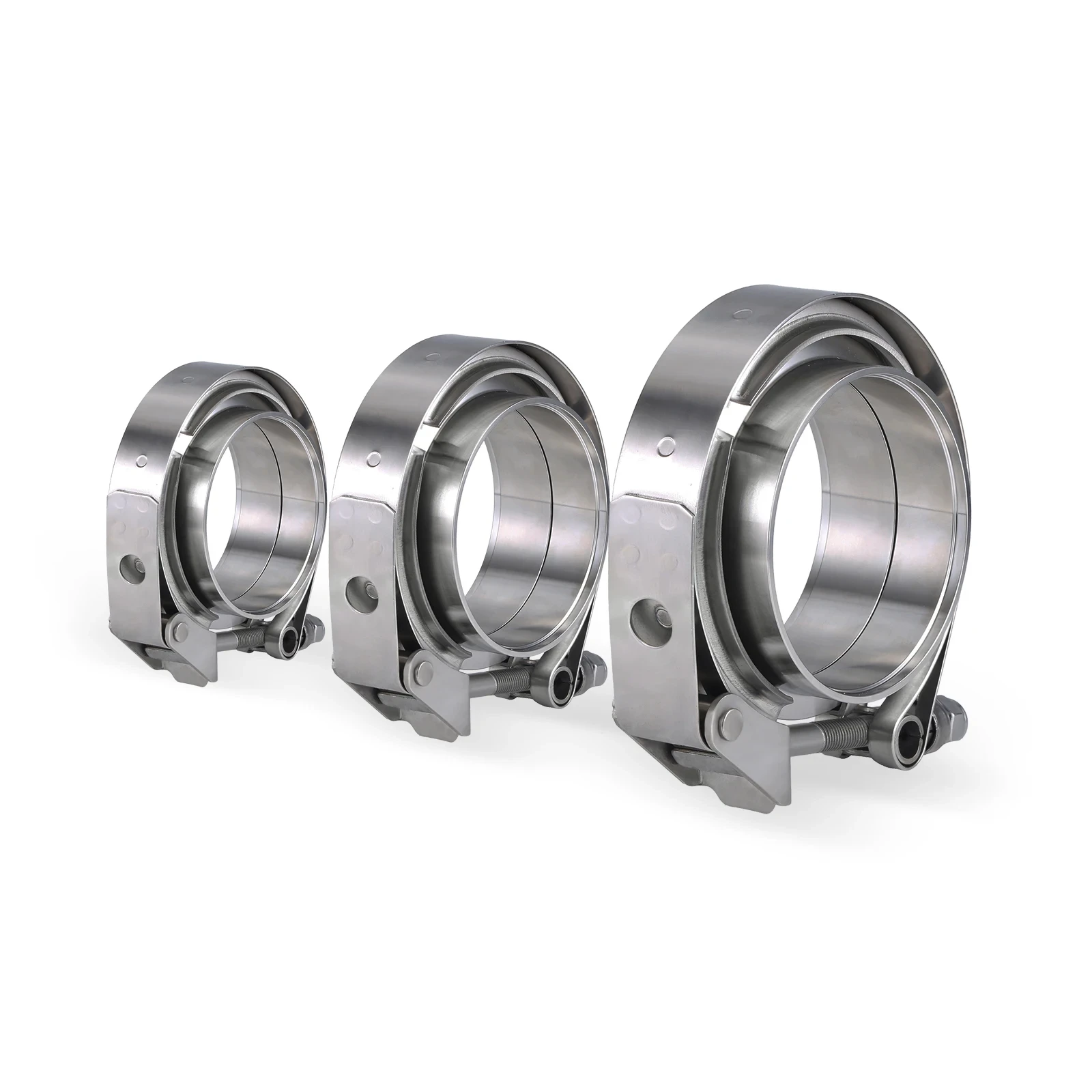Abraçadeira V-Band de Liberação Rápida em Aço Inoxidável 2.5" 3" 4" (63mm 76mm) para Tubo de Escape Turbo, Kits de Abraçadeiras V-Band com Flange Macho e Fêmea
