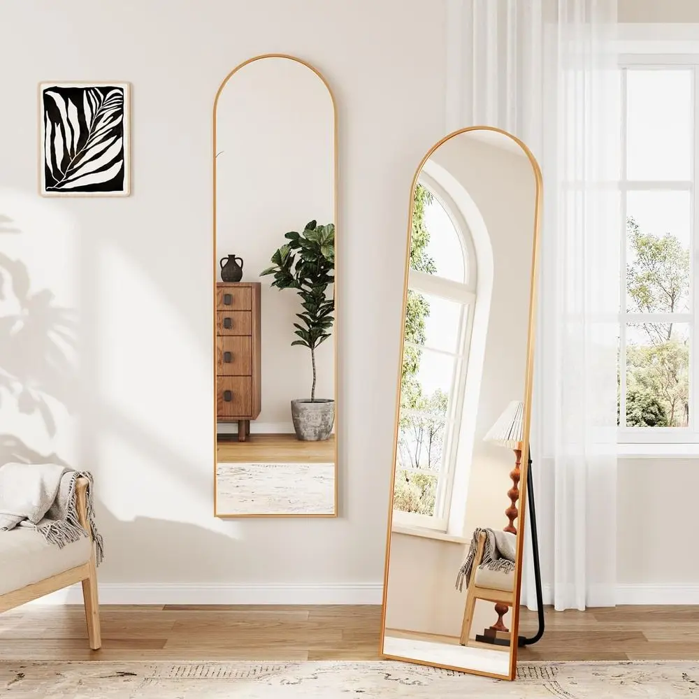 150cm x 40cm Floor-Standing Mirror with Gold Frame, Versatile for Living Room or Bedroom